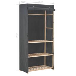 Berkfield Home 3-Tier Wardrobe Grey 79x40x170 cm Fabric - Size: 79 x 40 x 170 cm - thumbnail 6