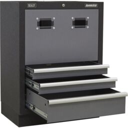 Loops 680mm Modular Reel Cabinet - Cable & Air Hose - 3 Drawers - Aluminium Handles - thumbnail 3