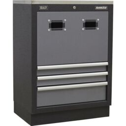 Loops 680mm Modular Reel Cabinet - Cable & Air Hose - 3 Drawers - Aluminium Handles - thumbnail 1
