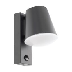 Loops IP44 Outdoor Wall Light & PIR Sensor Anthracite Steel 1 x 10W E27 Bulb in Metallics