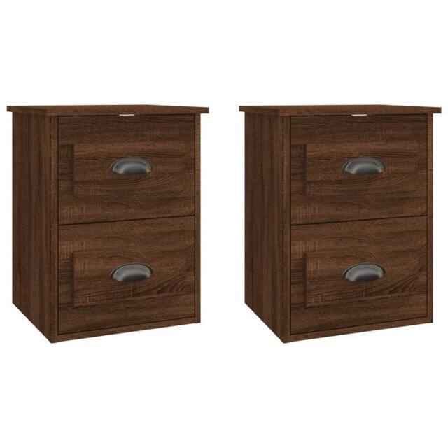Berkfield Home Wall-mounted Bedside Cabinets 2 pcs Brown Oak 41.5x36x53cm - Size: 41.5x36x53 cm - image 1