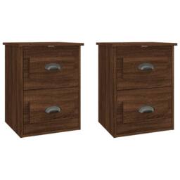 Berkfield Home Wall-mounted Bedside Cabinets 2 pcs Brown Oak 41.5x36x53cm - Size: 41.5x36x53 cm - thumbnail 1