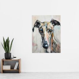 "Artery8 Greyhound Whippet Dog Lover Cute Pet Portrait Wall Art Print in Grey - Size: W18"" x H24""" - thumbnail 4