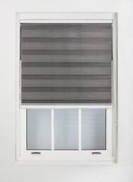 Furnished Dark Grey Day & Night Roller Blinds - Zebra Blind Dim or Translucent Vision Roller Shades for Windows & Doors - Dual Layer Fabric - thumbnail 3