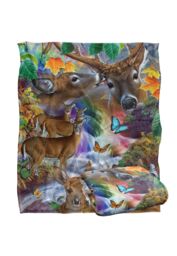 JQ Licensing Jg-Jp Forest Stream Deer & Butterflies Silky Touch Super Soft Throw Blanket 152 X 127 cm in White - thumbnail 2