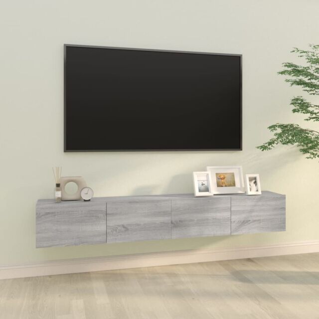 Berkfield Home Wall TV Cabinets 2 pcs Grey Sonoma 100x30x30 cm Engineered Wood - Size: 100 x 30 x 30 cm - image 1