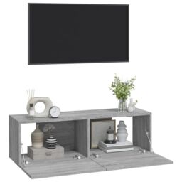 Berkfield Home Wall TV Cabinets 2 pcs Grey Sonoma 100x30x30 cm Engineered Wood - Size: 100 x 30 x 30 cm - thumbnail 4
