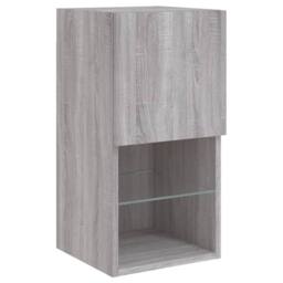 Berkfield Home Decorative 4 Piece TV Wall Cabinets with LED Lights Grey Sonoma - thumbnail 9