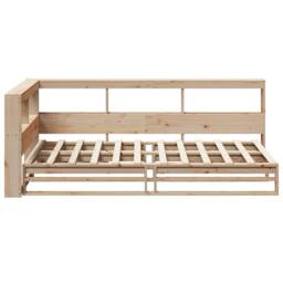 Berkfield Home Bookcase Bed without Mattress 90x190cm Solid Wood Pine in Natural - Size: 90x190 cm - thumbnail 6