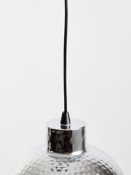 Orsina Chrome Finish Iron Pendant Light, Semi Spherical Hammered Shade Ceiling Light, Metallic Pendant Light in Silver - thumbnail 4