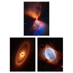 Artery8 Wall Art Print Pack of 3 NASA James Webb Images Fiery Hourglass Protostar Fomalhaut System Southern Ring Nebula Large Poster Set - thumbnail 1