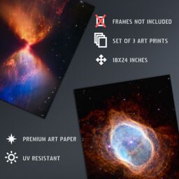 Artery8 Wall Art Print Pack of 3 NASA James Webb Images Fiery Hourglass Protostar Fomalhaut System Southern Ring Nebula Large Poster Set - thumbnail 2