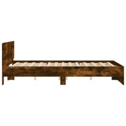 Berkfield Home Bed Frame without Mattress Smoked Oak 140x200 cm in Brown - thumbnail 6