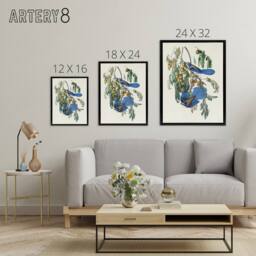 "Artery8 Florida Jay & Persimmon Tree Audubon Nature Framed Canvas Wall Art in White - Size: W12"" x H16""" - thumbnail 4