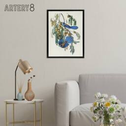 "Artery8 Florida Jay & Persimmon Tree Audubon Nature Framed Canvas Wall Art in White - Size: W12"" x H16""" - thumbnail 3