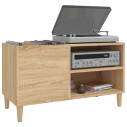 Berkfield Home Record Cabinet Sonoma Oak 84.5x38x48 cm Engineered Wood in Brown - thumbnail 4