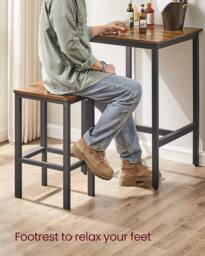 VASAGLE Space Saving Bar Table & Chairs Set Square Dining with Stools in Brown - thumbnail 7