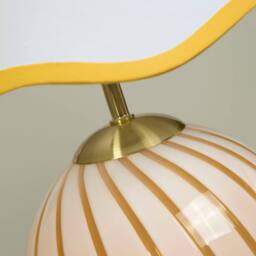 Lighting Collection Galway Yellow Striped Glass Table Lamp in Bronze - thumbnail 4