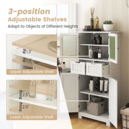 Costway Bathroom Storage Cabinet Tall Freestanding Floor Wood Cabinet Storage Organizer in White - thumbnail 5