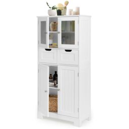Costway Bathroom Storage Cabinet Tall Freestanding Floor Wood Cabinet Storage Organizer in White