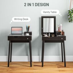 HOMCOM Dressing Table Vanity Desk Flip-up Mirror 2 Drawers in Black - thumbnail 4