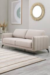 More4Homes Oslo Modern Scandi Style Fabric Living Room 3 Seater Sofa in Beige
