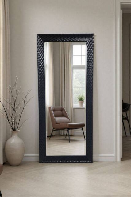 Yearn Mirrors Diamont Full Length Framed Black Bevelled Mirror - image 1