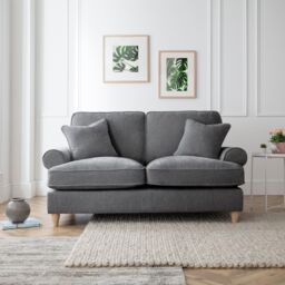 The Great Sofa Company Ezra 2 Seater Textured Velvet Sofa - Scroll Arm in Charcoal - thumbnail 1