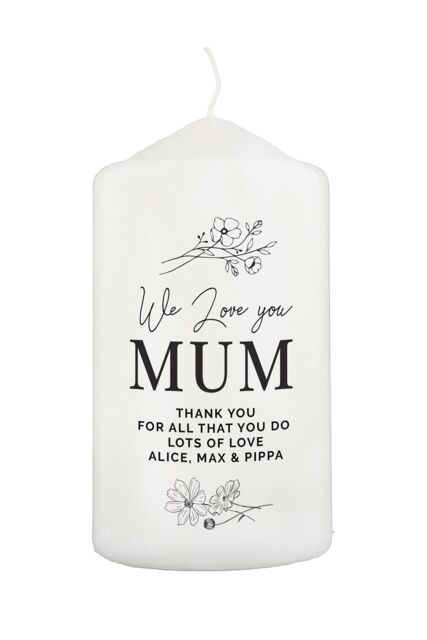 Personalised Memento Company Women's Personalised Floral Pillar Candle in Off-White - image 1