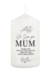 Personalised Memento Company Women's Personalised Floral Pillar Candle in Off-White - thumbnail 1