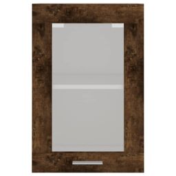 Berkfield Home Hanging Glass Cabinet Smoked Oak 40x31x60 cm Engineered Wood in Brown - Size: 40 x 31 x 60 cm - thumbnail 5