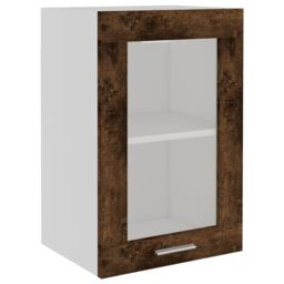 Berkfield Home Hanging Glass Cabinet Smoked Oak 40x31x60 cm Engineered Wood in Brown - Size: 40 x 31 x 60 cm - thumbnail 2