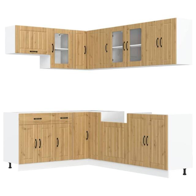 Berkfield Home 11 Piece Kitchen Cabinet Set Lucca Artisan Oak Engineered Wood in Brown - image 1