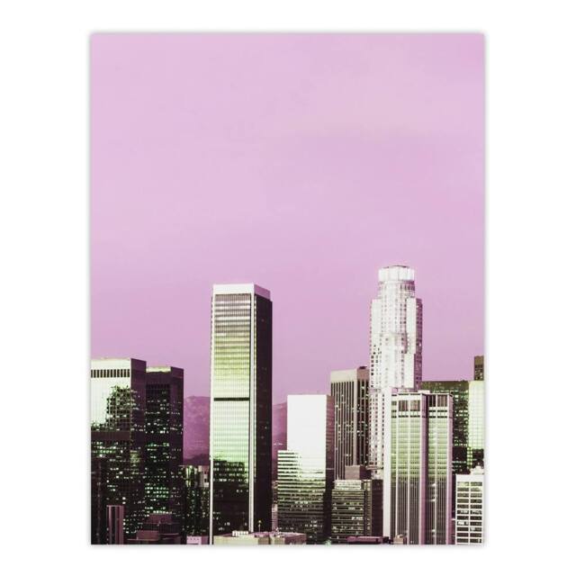 "Artery8 Skyline view of Los Angeles California Highsmith Wall Art Poster Print in Pink - Size: W18"" x H24""" - image 1