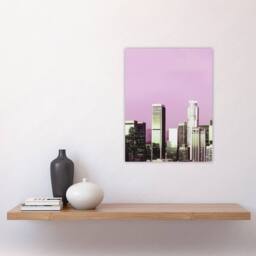 "Artery8 Skyline view of Los Angeles California Highsmith Wall Art Poster Print in Pink - Size: W18"" x H24""" - thumbnail 4