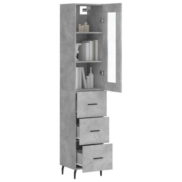 Berkfield Home Highboard Concrete Grey 34.5x34x180 cm Engineered Wood - image 1