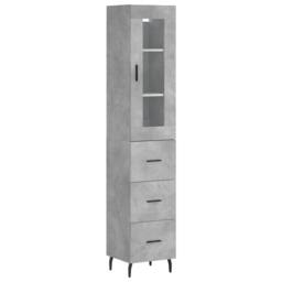 Berkfield Home Highboard Concrete Grey 34.5x34x180 cm Engineered Wood - thumbnail 3