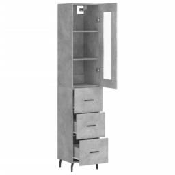 Berkfield Home Highboard Concrete Grey 34.5x34x180 cm Engineered Wood - thumbnail 4