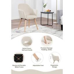 SPETLEK 1x Kitchen Dining Chair Living Room Corner Chair in Beige - Size: 0.6m2 - thumbnail 5