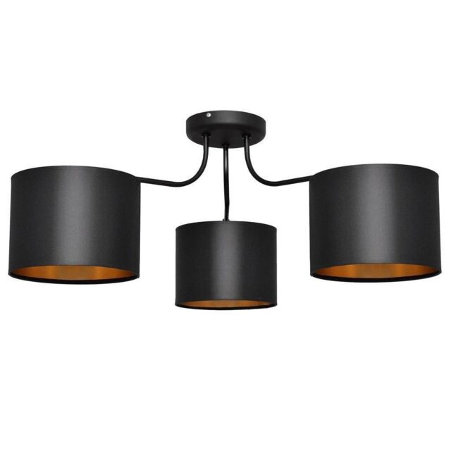 Netlighting Alba Multi Arm Semi Flush Ceiling Light Black Gold 65cm