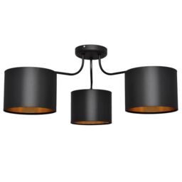 Netlighting Alba Multi Arm Semi Flush Ceiling Light Black Gold 65cm