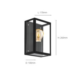 Eglo Alamonte 1 Metal IP44 Outdoor Wall Light in Black - thumbnail 4