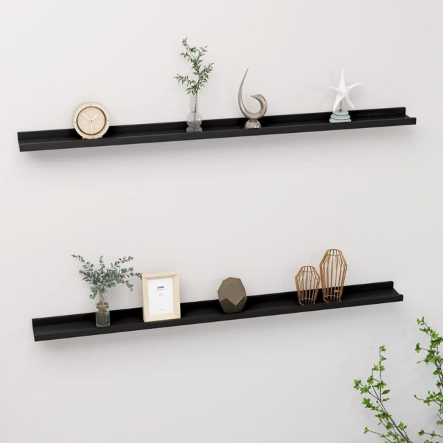 Berkfield Home Wall Shelves 2 pcs Black 115x9x3 cm - Size: 115 x 9 x 3 cm - image 1