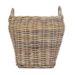 Red Hamper Rattan Amphora Rattan Log Basket with Hessian Lining in Grey - thumbnail 2