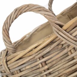 Red Hamper Rattan Amphora Rattan Log Basket with Hessian Lining in Grey - thumbnail 4