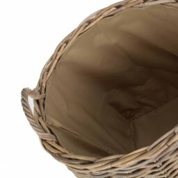 Red Hamper Rattan Amphora Rattan Log Basket with Hessian Lining in Grey - thumbnail 3