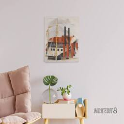 "Artery8 Piano Movers Holiday Cubist Painting Demuth Canvas Wall Art Print - Size: W12"" x H16""" - thumbnail 3