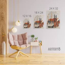 "Artery8 Piano Movers Holiday Cubist Painting Demuth Canvas Wall Art Print - Size: W12"" x H16""" - thumbnail 4