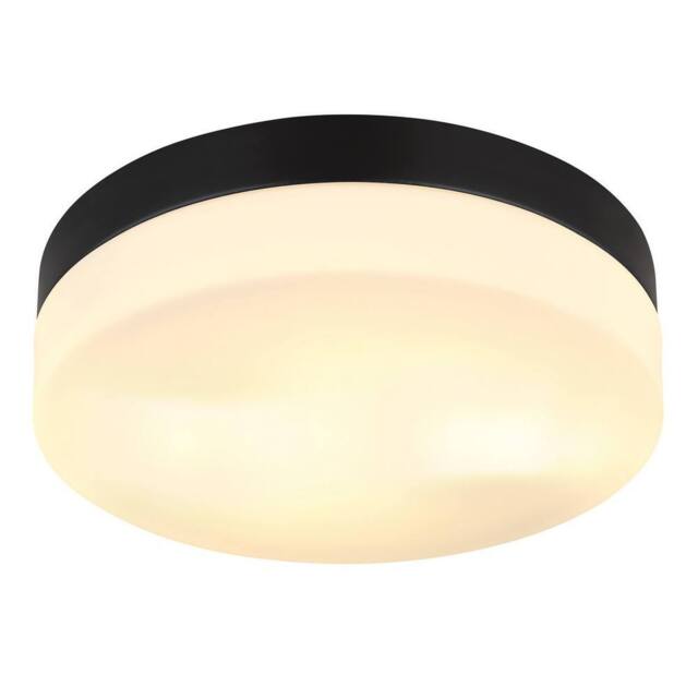 Netlighting Vranos Outdoor Flush Matt Black IP44 Opal Glass Shade 2x E27 - image 1