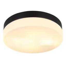 Netlighting Vranos Outdoor Flush Matt Black IP44 Opal Glass Shade 2x E27 - thumbnail 1